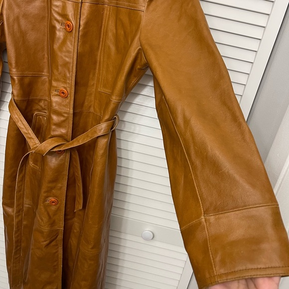 Vintage Light Brown, Tan, Wilson’s Leather Maxima Trench Coat with Belt size L - Picture 5 of 14
